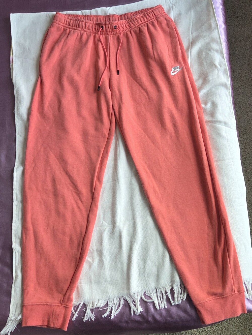 Nike Coral Orange Fleece Joggers Sweatpants Pants Athletic Mens Size L